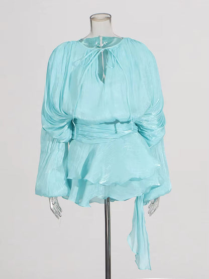 Vestido Curto com Saia de Babados Assimétrico Modern Bela