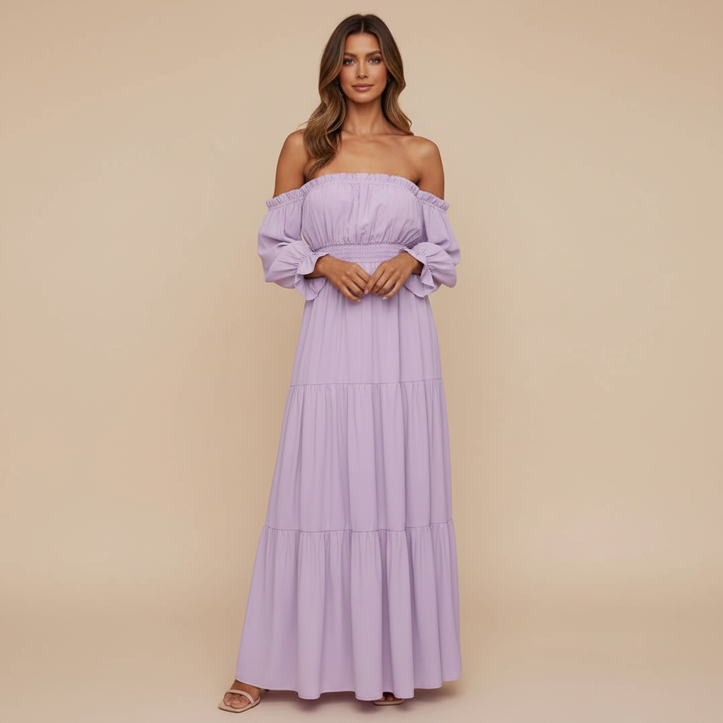 Vestido Longo Ombro a Ombro – leveza e elegância que abraçam o seu corpo