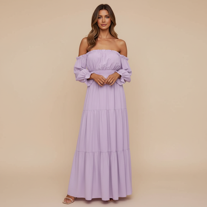 Vestido Longo Ombro a Ombro – leveza e elegância que abraçam o seu corpo