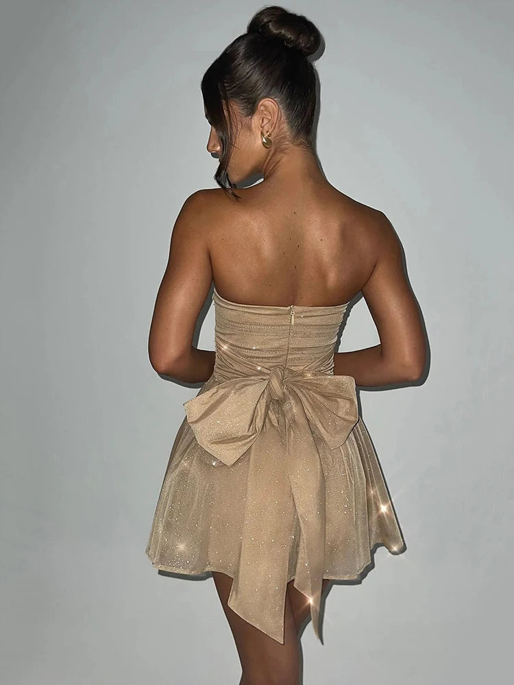 Vestido Curto Sem Alças de Brilho Modern Glam Luxo - FULL