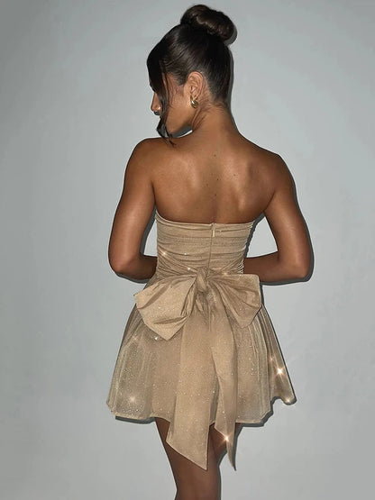 Vestido Curto Sem Alças de Brilho Modern Glam Luxo - FULL