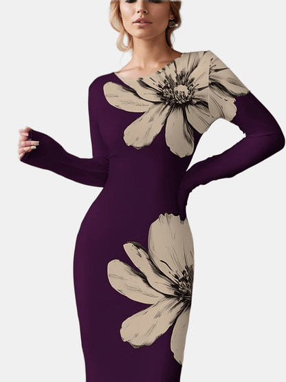 Vestido Manga Longa Midi Tubinho Modern Elegani