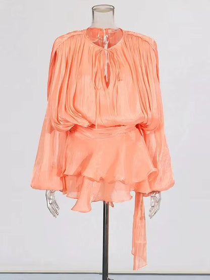 Vestido Curto com Saia de Babados Assimétrico Modern Bela