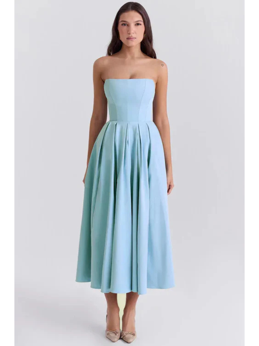 Vestido Bustier Midi Modern Celeste - GOLDEN ERA