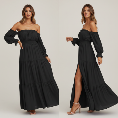Vestido Longo Ombro a Ombro – leveza e elegância que abraçam o seu corpo
