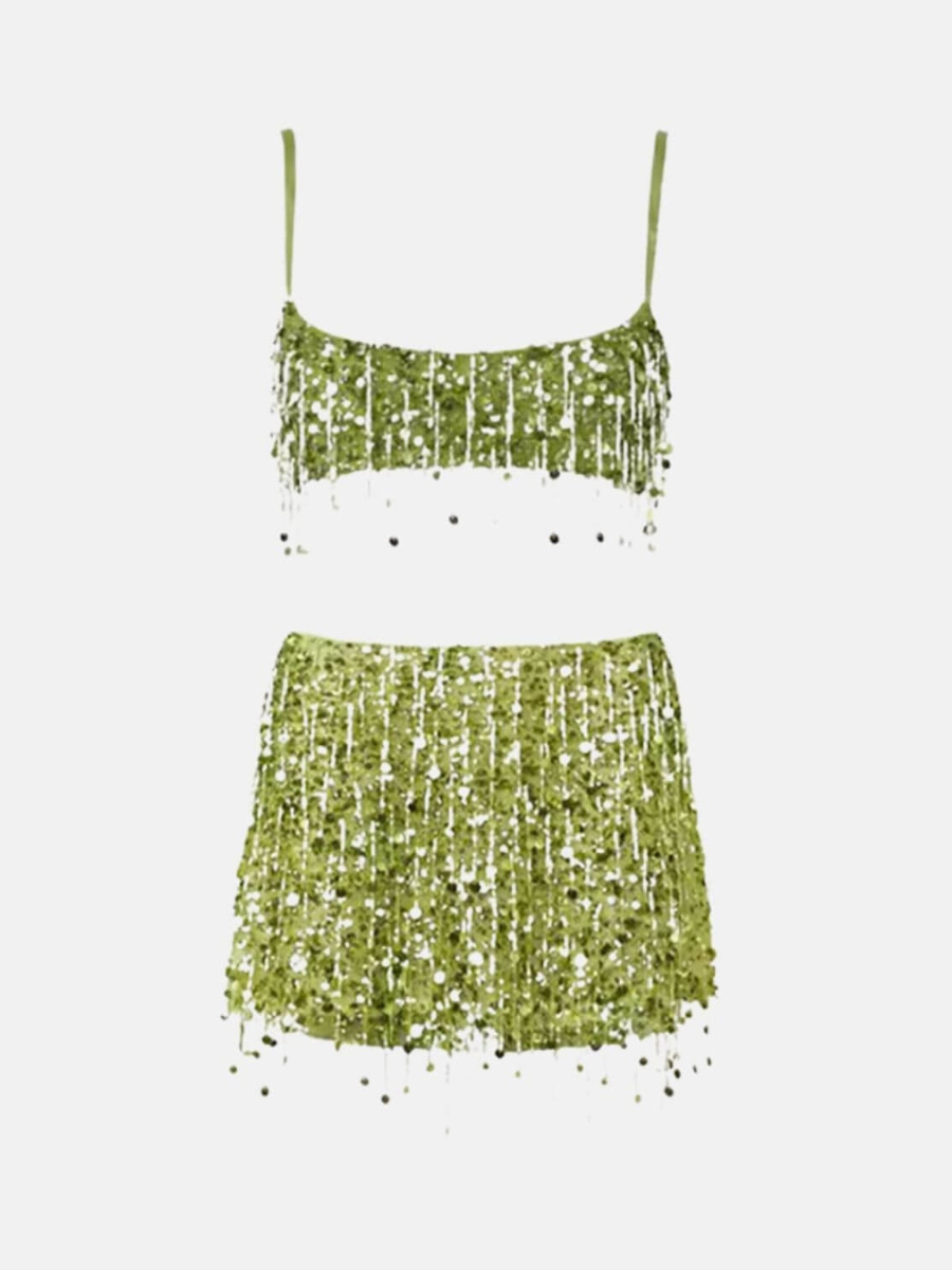 Cropped e Saia Paetê Modern Soleil