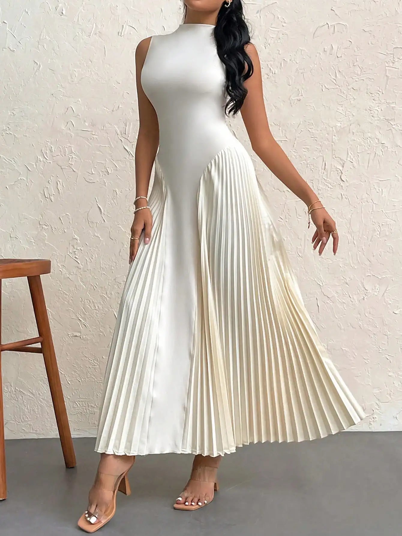 Vestido Midi Regata Plissado Modern Auren