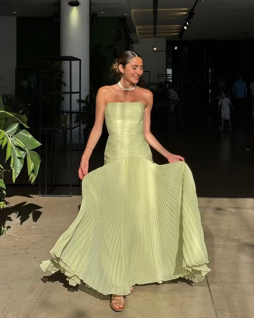 Vestido Longo Saia Plissada Modern Elysie