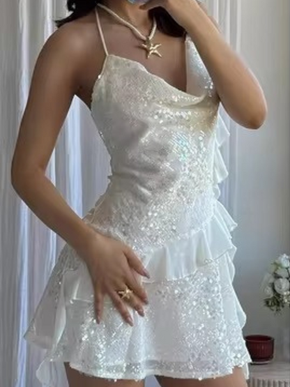 Vestido Curto de Paetê Tendência Modern Layse