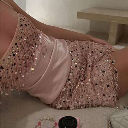 Conjunto Cetim e Paetê Rosa Modern Santorini