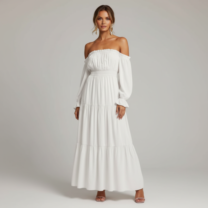 Vestido Longo Ombro a Ombro – leveza e elegância que abraçam o seu corpo